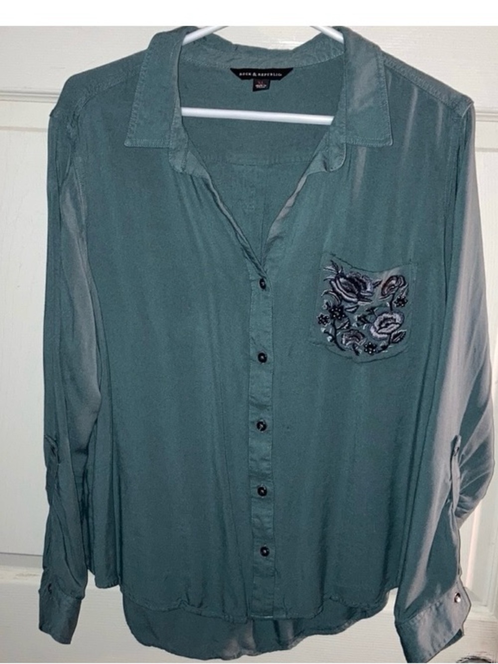 Rock & Republic Women’s Teal Button Down Blouse Size XL
